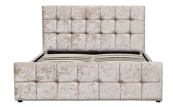 Tempat Tidur Penyimpanan Kayu Ukuran Queen, Produsen Kain Beludru Tempat Tidur Berlapis Modern