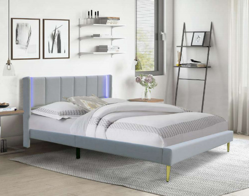 Tempat Tidur Platform Berlapis Buatan Tangan Grosir Dengan Headboard Cahaya Berwarna-warni