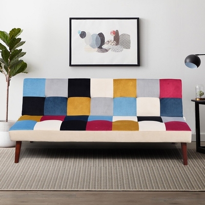 Tempat Tidur Sofa Kain Berwarna Modern Lipat Posisi Berbaring Gaya Eropa