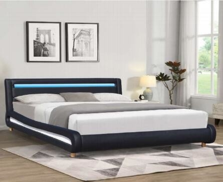 Tempat Tidur Platform Ukuran Penuh Led Faux Kulit Berlapis OEM Bersertifikat BSCI