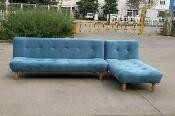 L Berbentuk Lipat Tempat Tidur Sofa Berlapis Biru Modern dengan daya tahan tinggi