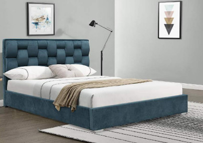 Rangka Tempat Tidur Kain Beludru Ukuran Ganda Dengan Kepala Tempat Tidur Tinggi Berumbai