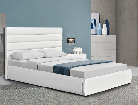 Rangka Tempat Tidur Berlapis Putih ukuran opsional dengan penyimpanan untuk kenyamanan tidur