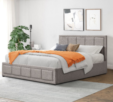 Ganda Ukuran 4ft6 Berlapis Bingkai Tempat Tidur Modern Headboard Mengangkat Penyimpanan