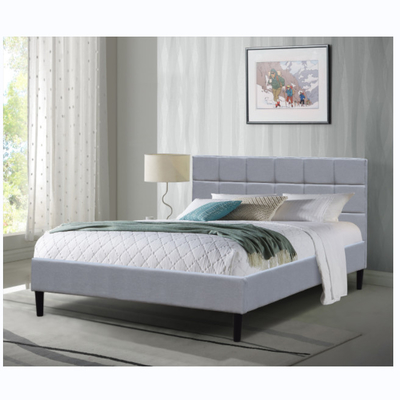 Rangka Tempat Tidur Platform Berlapis Twin / Full / Queen Dengan Headboard Kain Bilah Kayu