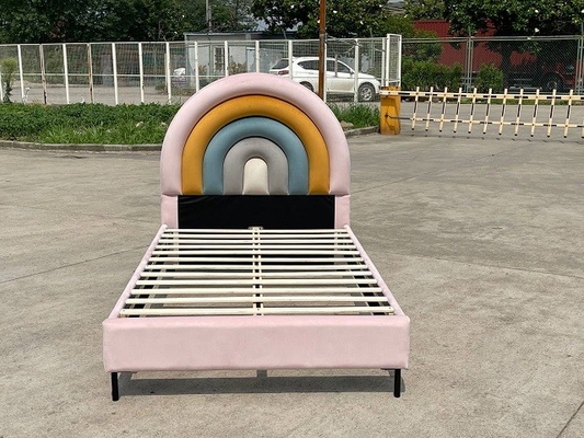 Rangka Tempat Tidur Anak Berlapis Desain Platform Landasan Kepala Tempat Tidur Berbentuk Pelangi