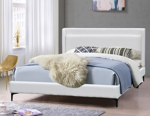 Modern Wingback Headboard Frame Tempat Tidur Ukuran Ratu Dengan Kaki Logam