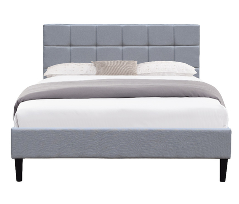 Double Size Low Profile Papan Tempat Tidur Linen Kain Abu-abu Kaki 8 Inch