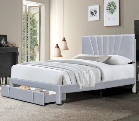 80 X 60 Inci Papan Tempat Tidur yang Dipasangkan Ukuran Ratu Linen Kain Laci Di Footboard