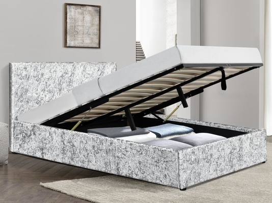 Rangka tempat tidur gas velvet hancur Perak Ukuran ganda untuk kamar tidur