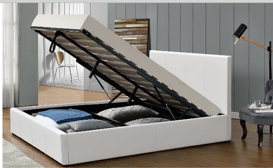 Berbagai Warna Lift Gas Tempat Tidur Penyimpanan PU Kulit Lapisan Kayu Lapis Frame Tempat Tidur