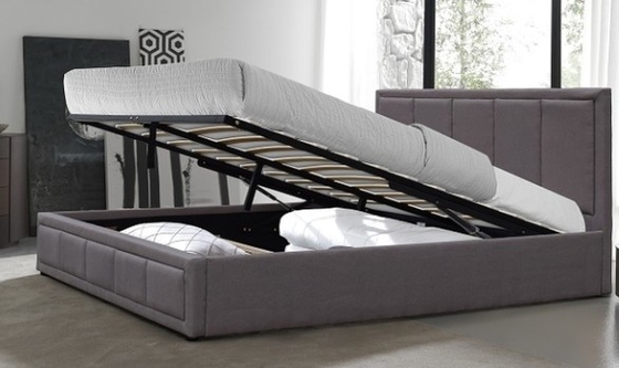 Tempat Tidur Penuh Berlapis Rangka Tempat Tidur Platform Penyimpanan Angkat Gas dengan Dukungan Bilah Kayu