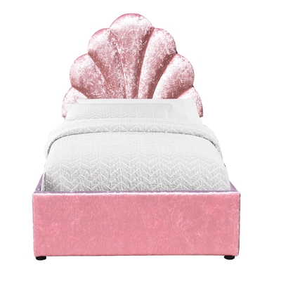 Double Size Bsci Gas Lift Storage Bed Frame Elegant Pink Velvet Fabric Ottoman