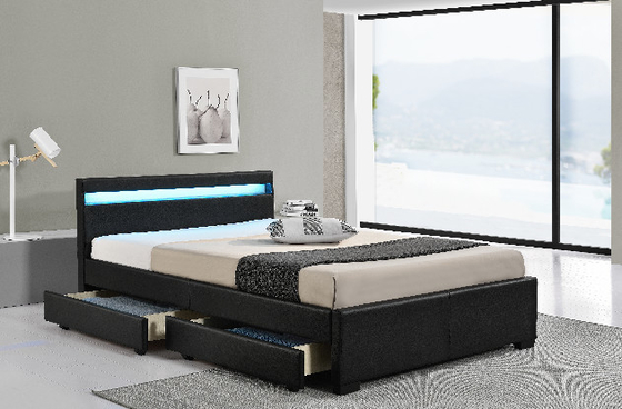 Rangka Tempat Tidur Penuh dengan Headboard dan Laci Penyimpanan Stasiun Pengisian Daya LED
