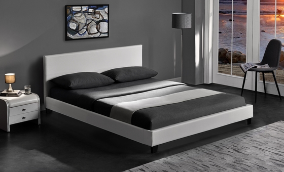 Tempat Tidur Kulit PU Berlapis Desain Sederhana Morden