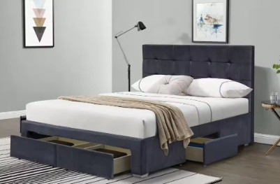Frame tempat tidur platform berlapis dengan 4 laci penyimpanan, mudah dirakit