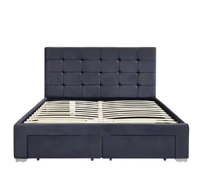 Frame tempat tidur platform berlapis dengan 4 laci penyimpanan, mudah dirakit