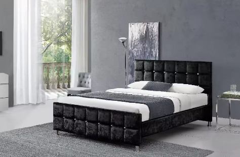 Rangka Tempat Tidur dengan Headboard, Tempat Tidur Platform Kokoh dengan Penyangga Bilah Kayu