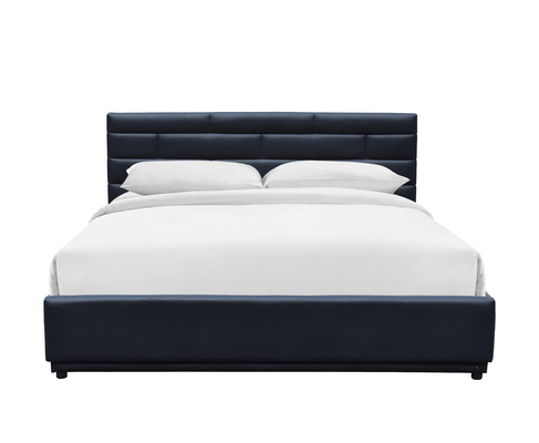 Rangka Tempat Tidur Lift Gas dengan Headboard Berlapis, Tempat Tidur Penyimpanan, dan Dukungan Bilah Kayu, Perakitan Mudah