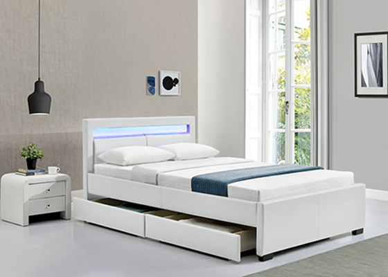 Frame tempat tidur platform berlapis dengan laci penyimpanan Lampu LED Headboard