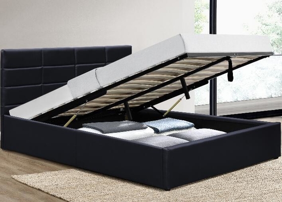 Tempat Tidur Platform Berlapis dengan Penyimpanan Pengangkat Gas, Rangka Tempat Tidur Ukuran Penuh dengan Penyimpanan Di Bawahnya