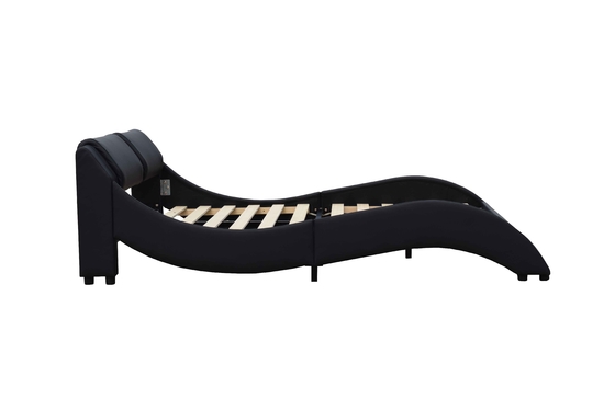 Queen Size Upholstery Plywood Bed Frame Satu Karton Kemasan Kulit Hitam