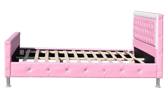 SF883 Pink Anak-anak Berlapis Bingkai Tempat Tidur Kulit Imitasi Ukuran Ganda