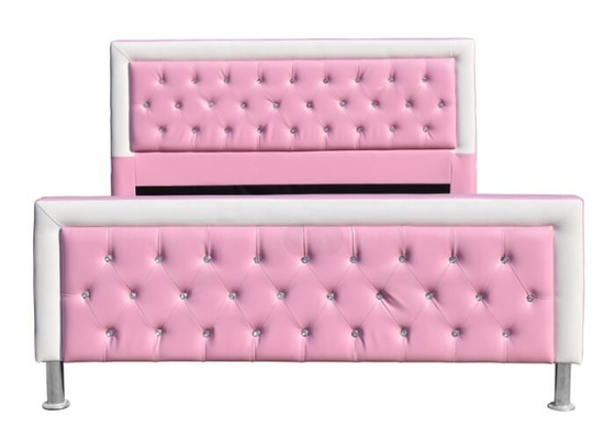 SF883 Pink Anak-anak Berlapis Bingkai Tempat Tidur Kulit Imitasi Ukuran Ganda