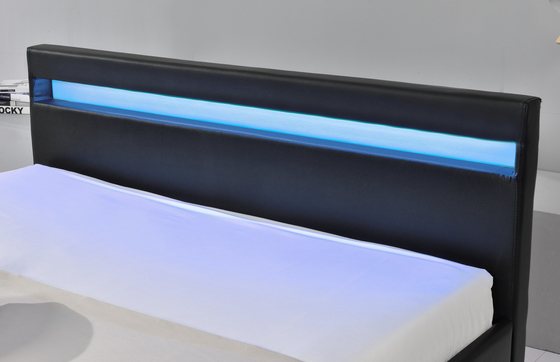Pu Faux Leather LED Upholstered Bed Dengan Laci Penyimpanan Garansi 12 Bulan