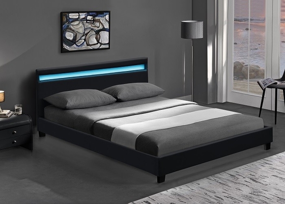 Tempat Tidur Ukuran Queen Kulit Imitasi Berlapis Mewah Dengan Lampu Led Sertifikasi EN1725 BSCI