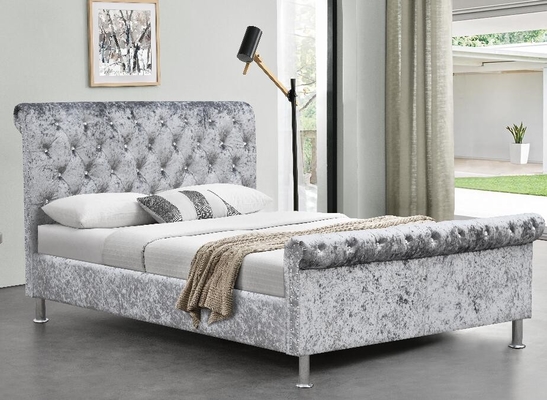 Bingkai Tempat Tidur Berlapis Ukuran Ganda Bentuk Giring Berlian Berumbai