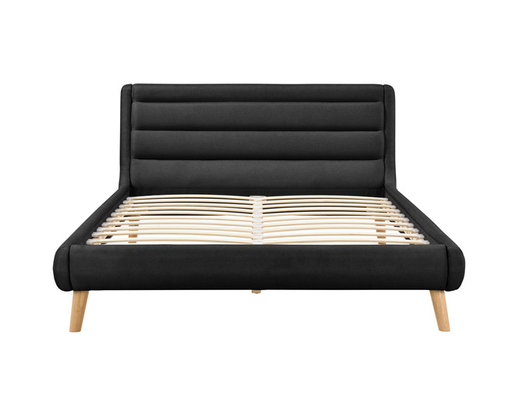 FSC OEM Black Linen Berlapis Penutup Kain Tempat Tidur Queen