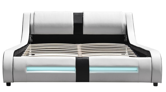 Bingkai Tempat Tidur King Kulit Imitasi LED Modern Kurva Deluxe Berlapis