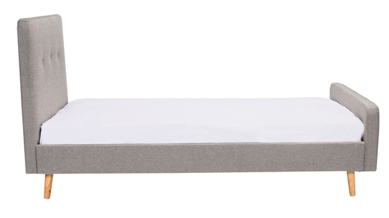 Ukuran Single Tempat Tidur Anak Berlapis Kayu Lapis Kain Linen Abu-abu Muda ODM