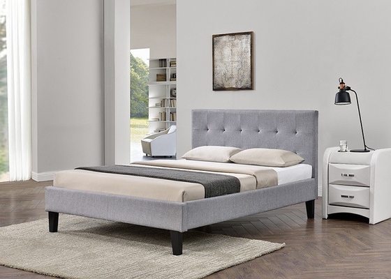 SF833 Queen Size Upholstered Bed Frame Grey Crush Velvet Fabric Dengan Headboard