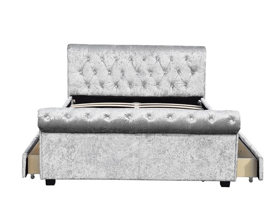 King size Chesterfield tempat tidur penyimpanan berbentuk kerucut dengan empat laci