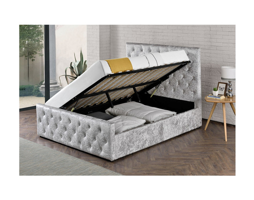 Ukuran Penuh Crush Velvet Fabric Upholstered Bed Frame Sertifikasi CE