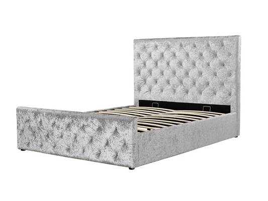 Ukuran Penuh Crush Velvet Fabric Upholstered Bed Frame Sertifikasi CE