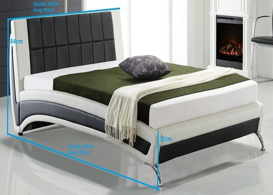 King Upholstered Platform Faux Leather Bed Frame Perabot Kamar Tidur Ukuran Ganda