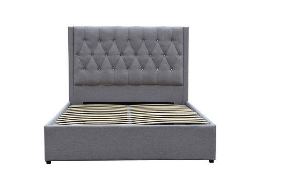 Pelapis Gas Lift Penyimpanan Rangka Tempat Tidur Headboard Tinggi Tombol Kristal Berumbai