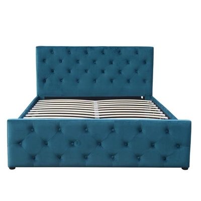 Headboard Footboard Tempat Tidur Penyimpanan Berumbai Tombol Kain Pengangkat Gas Ukuran Raja
