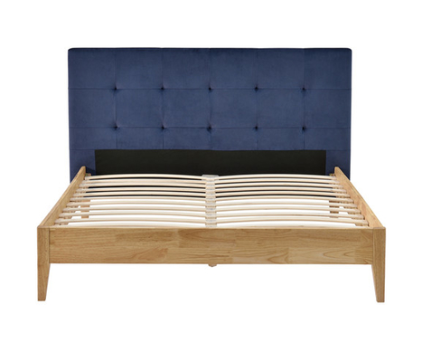 Bingkai Tempat Tidur Kain Linen Biru Cerah Dengan Headboard Sertifikasi CE