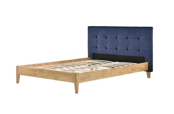 Bingkai Tempat Tidur Kain Linen Biru Cerah Dengan Headboard Sertifikasi CE
