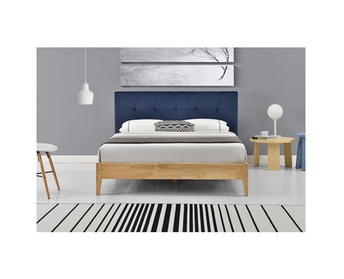 Bingkai Tempat Tidur Kain Linen Biru Cerah Dengan Headboard Sertifikasi CE