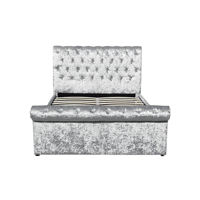 Crush Velvet Gas Lift Storage Bed OEM Silver Upholstered Double Bed Frame