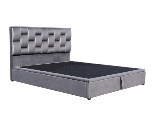 Kayu Lapis Ukuran Penuh Gas Lift Storage Bed Frame Light Grey Velvet OEM