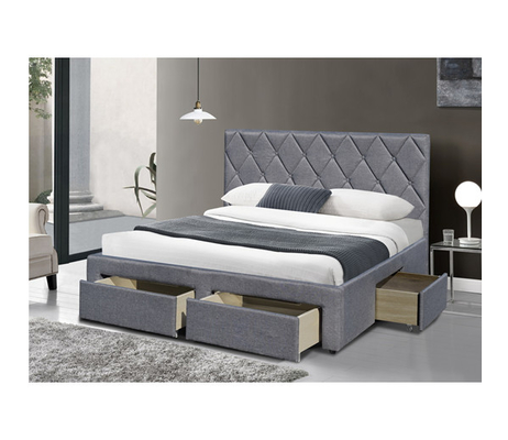 OEM King Size Tufted Storage Bed Velvet Fabric Dengan Empat Laci Penyimpanan