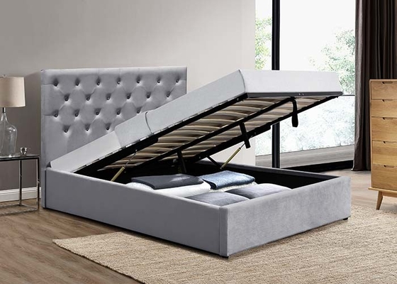 Mekanisme Ottoman Gas Lift Storage Bed Fabric Tempat Tidur Penyimpanan Berlapis ODM