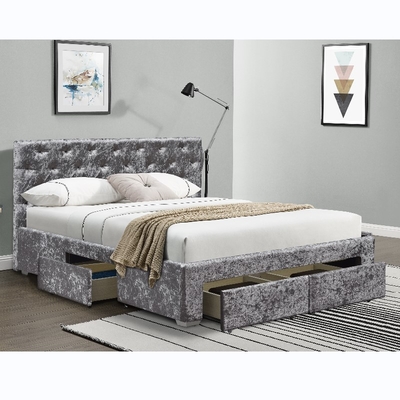 Queen Size Double Upholstered Ottoman Bed Frame Dengan 4 Laci OEM ODM