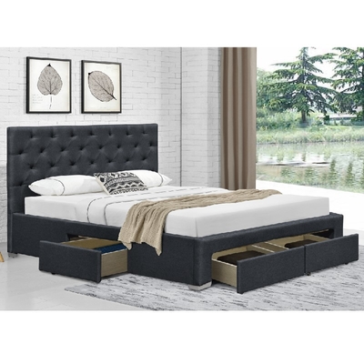 Queen Size Double Upholstered Ottoman Bed Frame Dengan 4 Laci OEM ODM